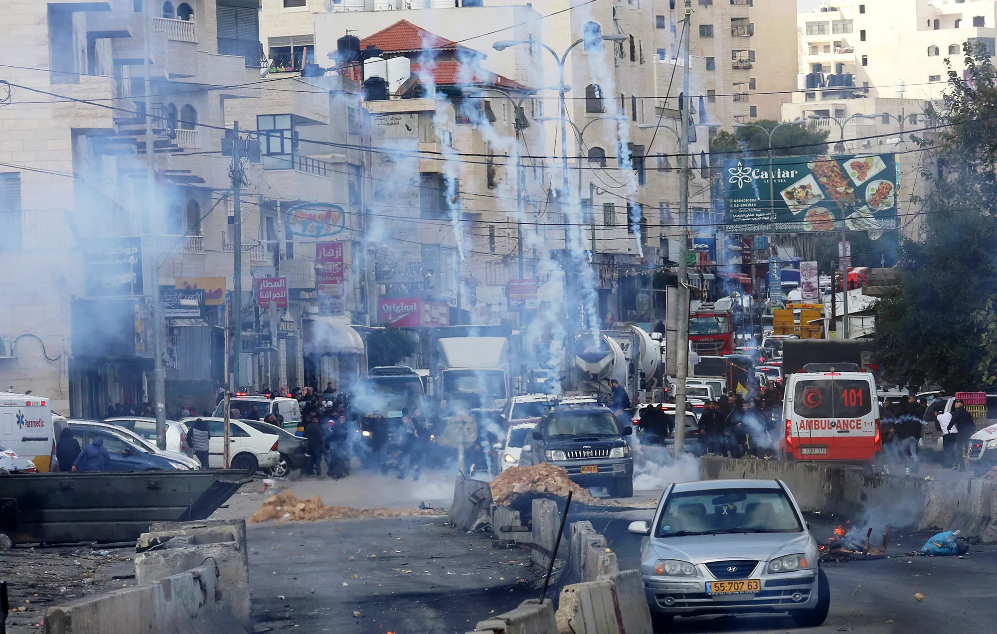 Ramallah, West Bank, after the use of tear gas by Israeli forces.&nbsp;