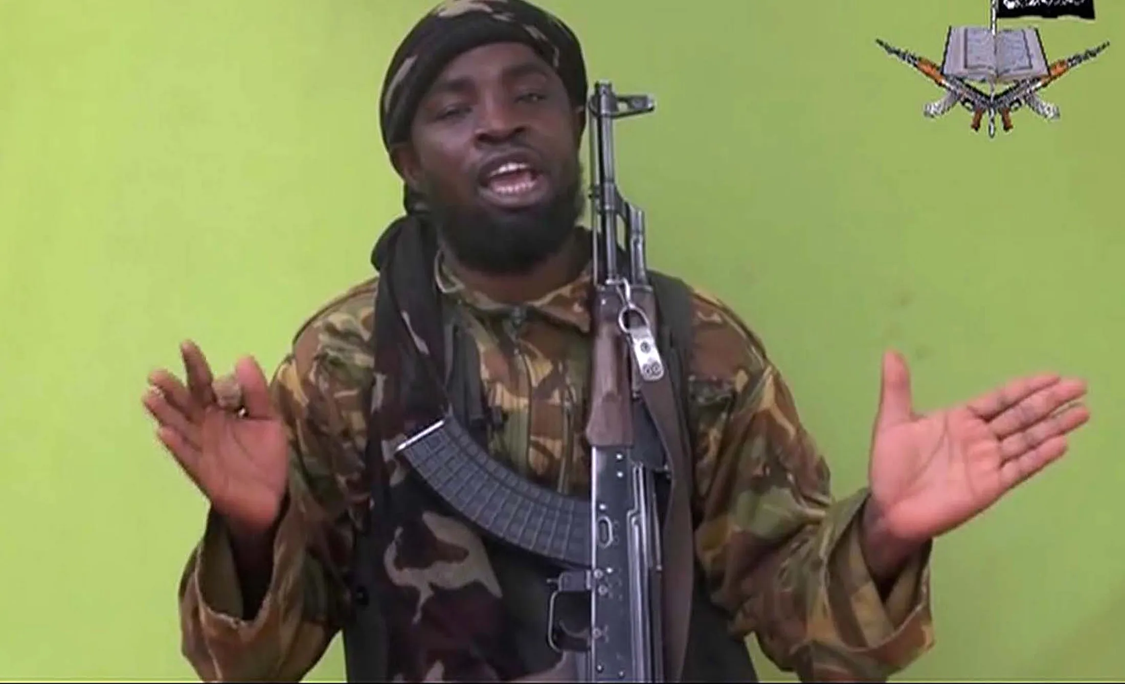 This May 12, 2014 file photo taken from video by Nigeria's Boko Haram terrorist network, shows their leader Abubakar Shekau.
