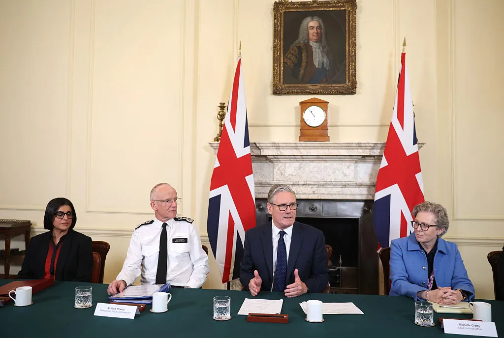 Shabana Mahmood,&nbsp;Mark Rowley,&nbsp;Keir Starmer, and Michelle Crotty, attend a meeting of criminal justice agencies following the Golders Green attack, on April 30,&nbsp;