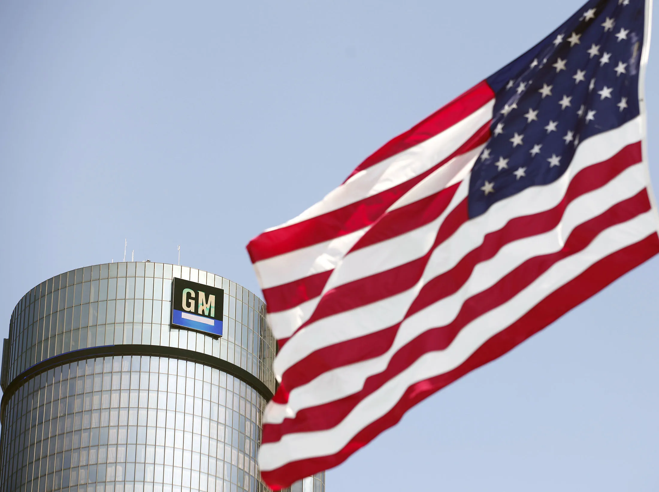 The General Motors world headquarters building in Detroit.