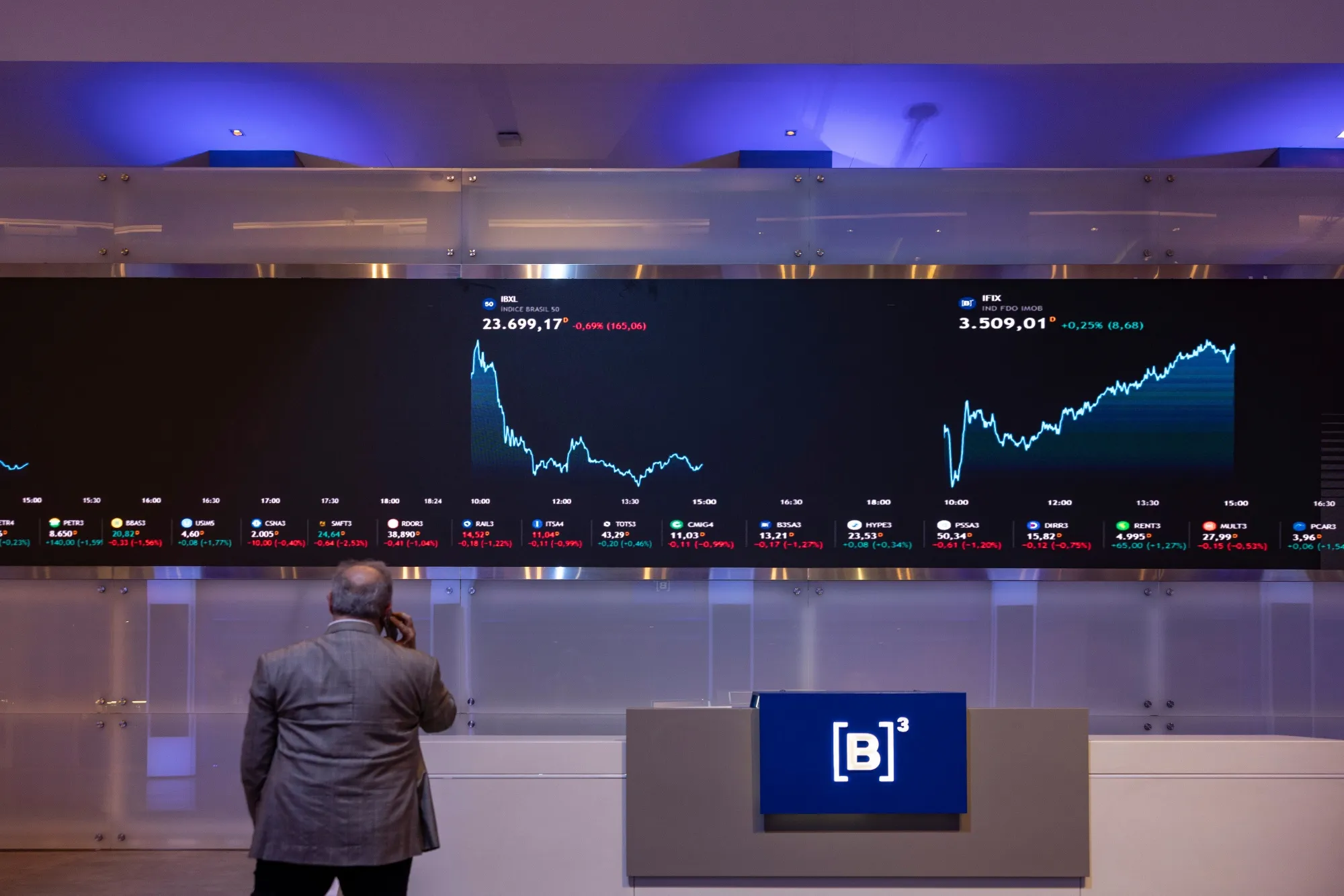 Inside the&nbsp;Brasil Bolsa Balcao stock exchange in the financial district of Sao Paulo.