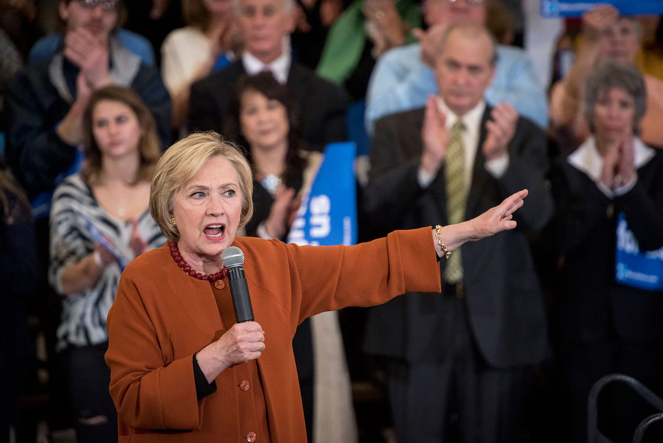 Hillary Clinton speaks during a campaign event in Eau Claire, Wisconsin, on April 2, 2016.
