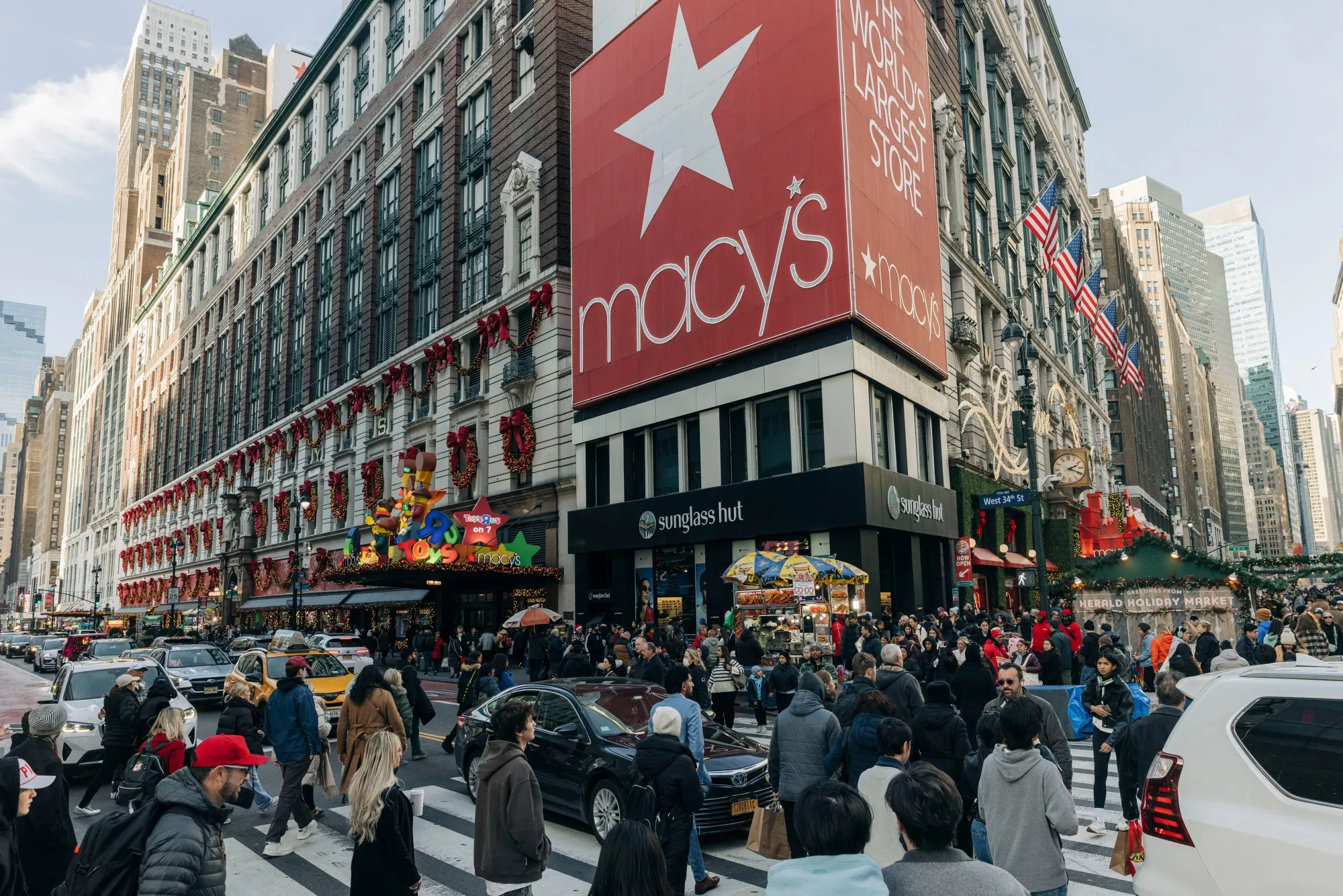 Shoppers outside Macy's flagship store in New York.