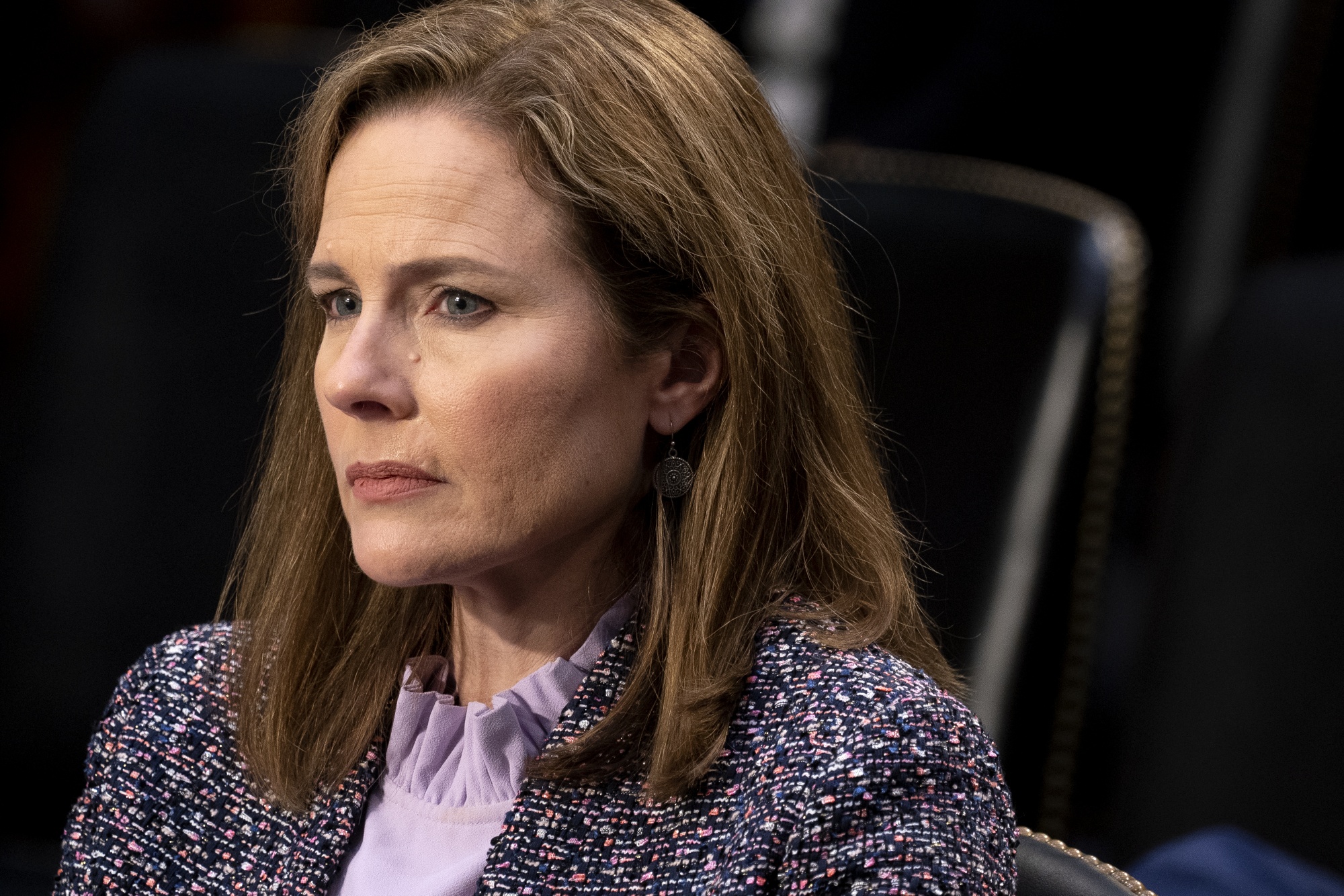 Amy Coney Barrett listens during a Senate Judiciary Committee confirmation hearing in Washington, D.C. on Oct. 14.