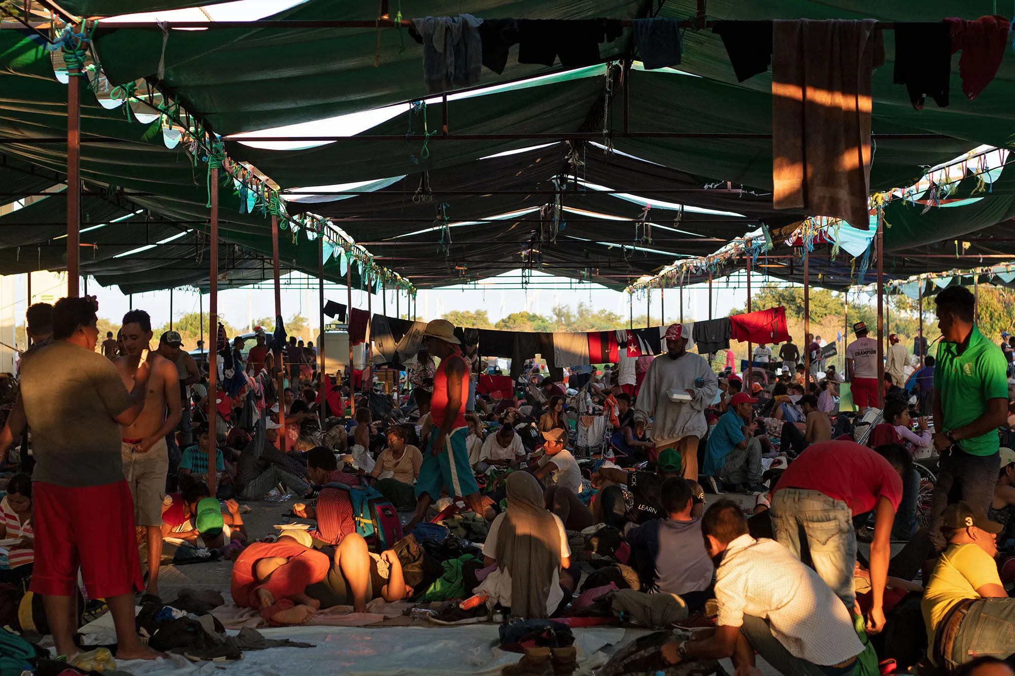 Migrants taking part in a caravan heading to the U.S.&nbsp;rest at a temporary shelter in Juchitan de Zaragoza, Oaxaca state, Mexico on Oct.&nbsp;30, 2018.