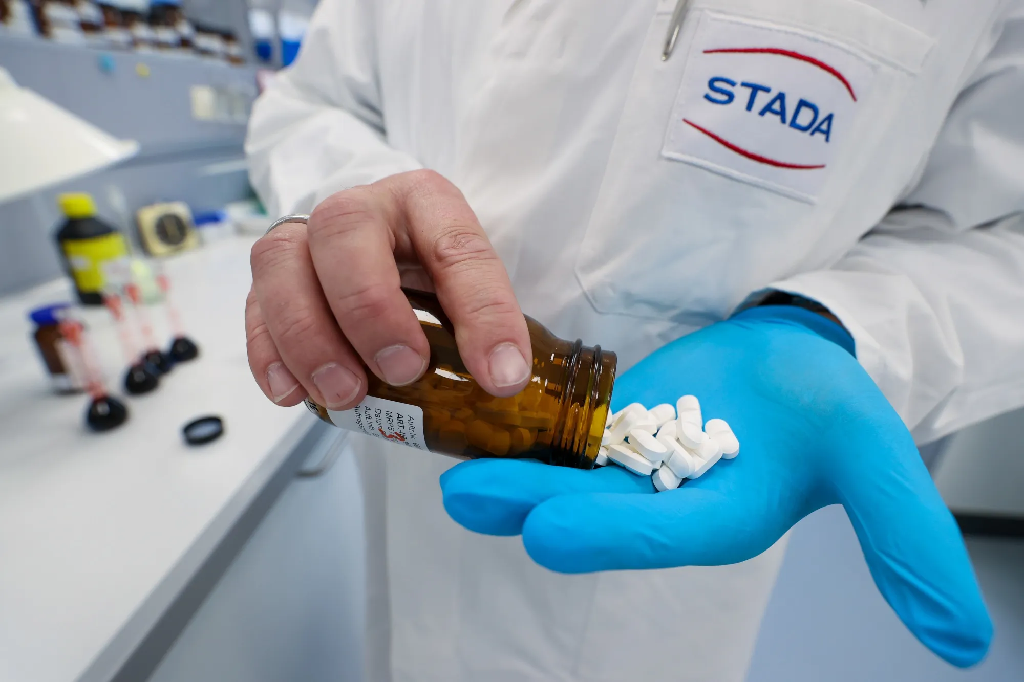 A laboratory at the Stada Arzneimittel factory in Bad Vilbel, Germany.