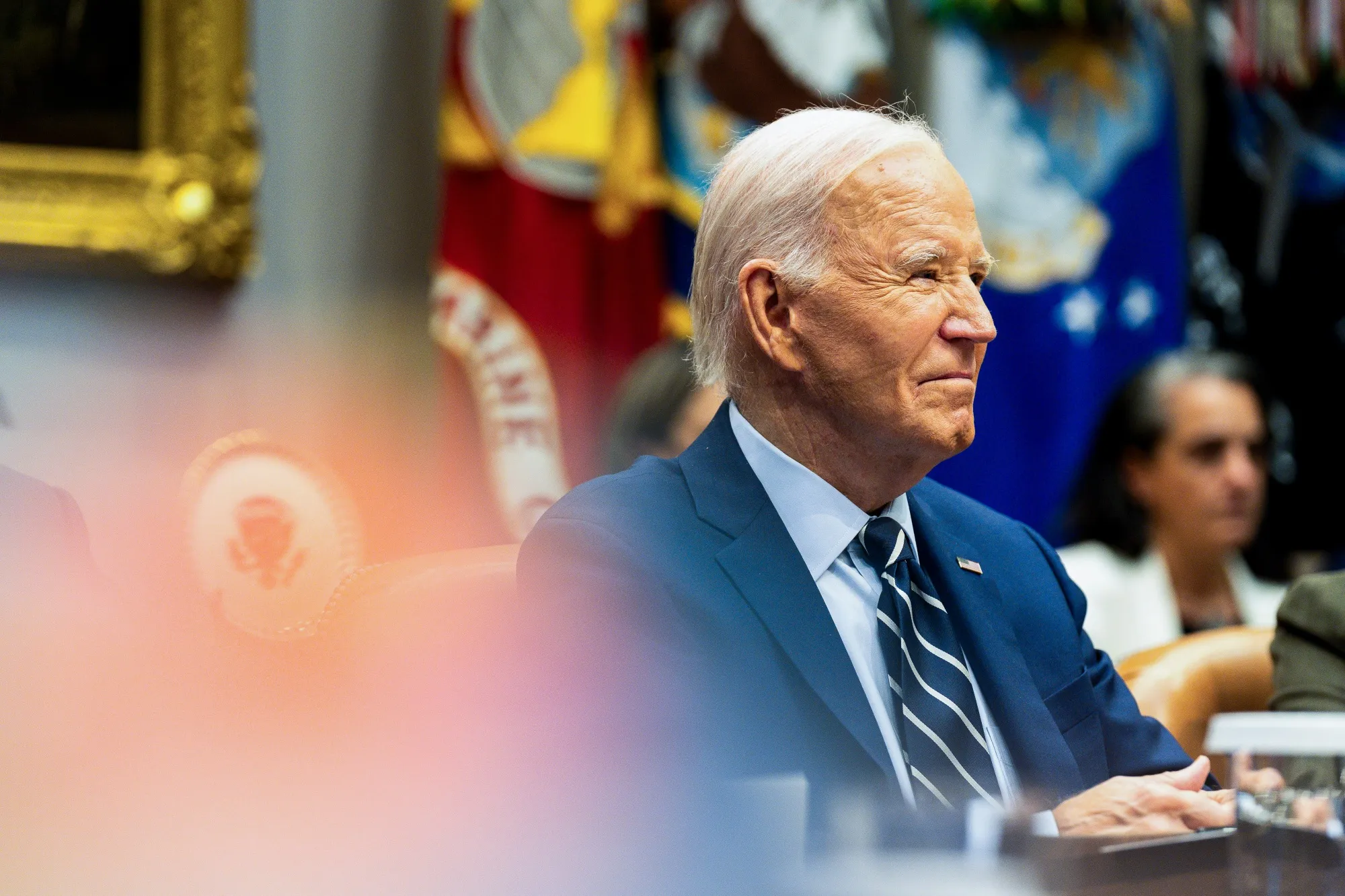 Joe Biden during an update on the federal response to hurricanes Helene and Milton on&nbsp;Oct. 8.