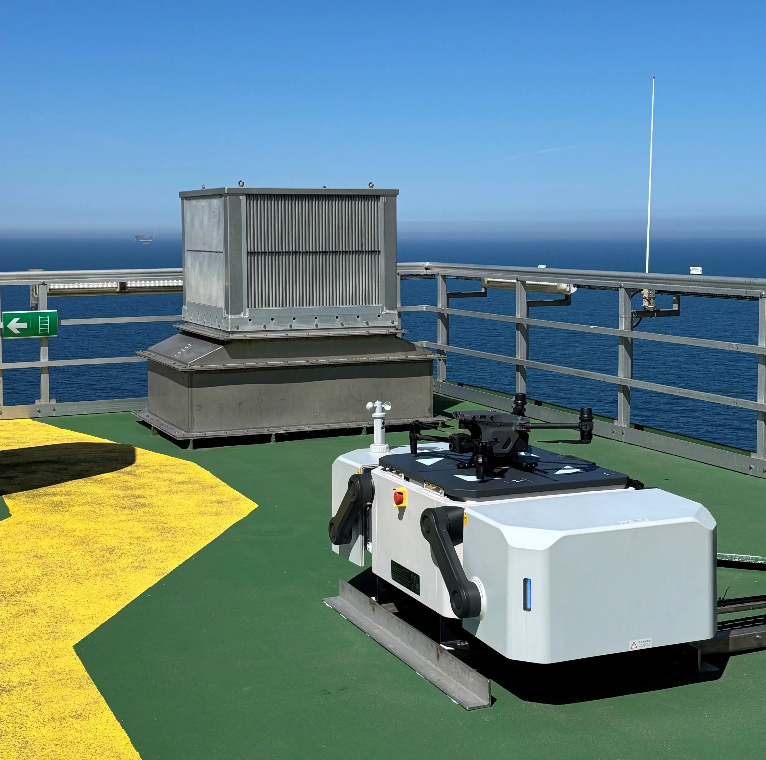 A drone installation on the Edvard Grieg offshore platform.