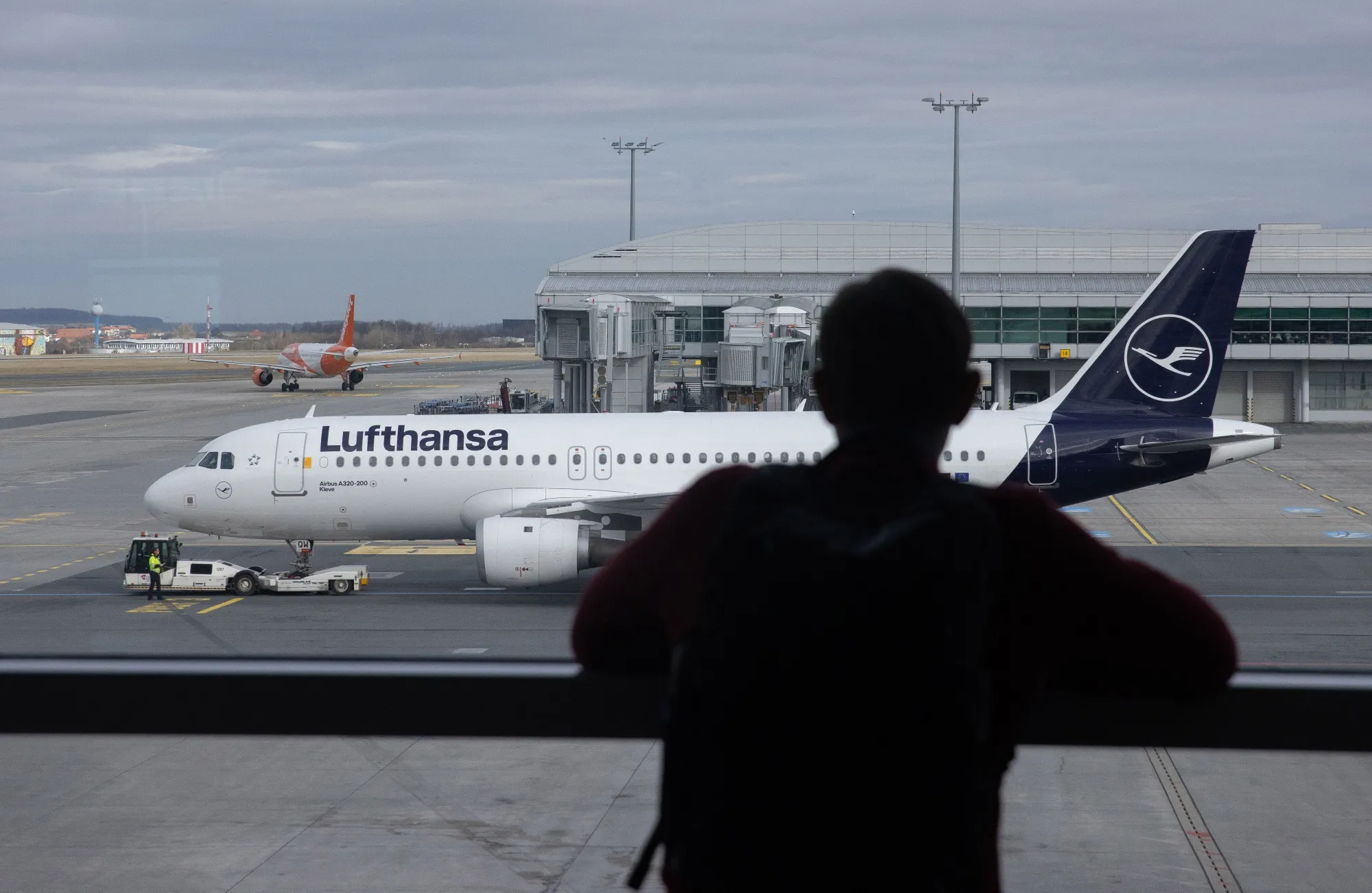 An Airbus SE A220-300 passenger jet, operated by Deutsche Lufthansa AG, at Vaclav Havel Airport in Prague, Czechia