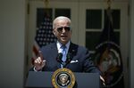 Joe Biden speaks in the Rose Garden of the White House in Washington, D.C., on July 27.