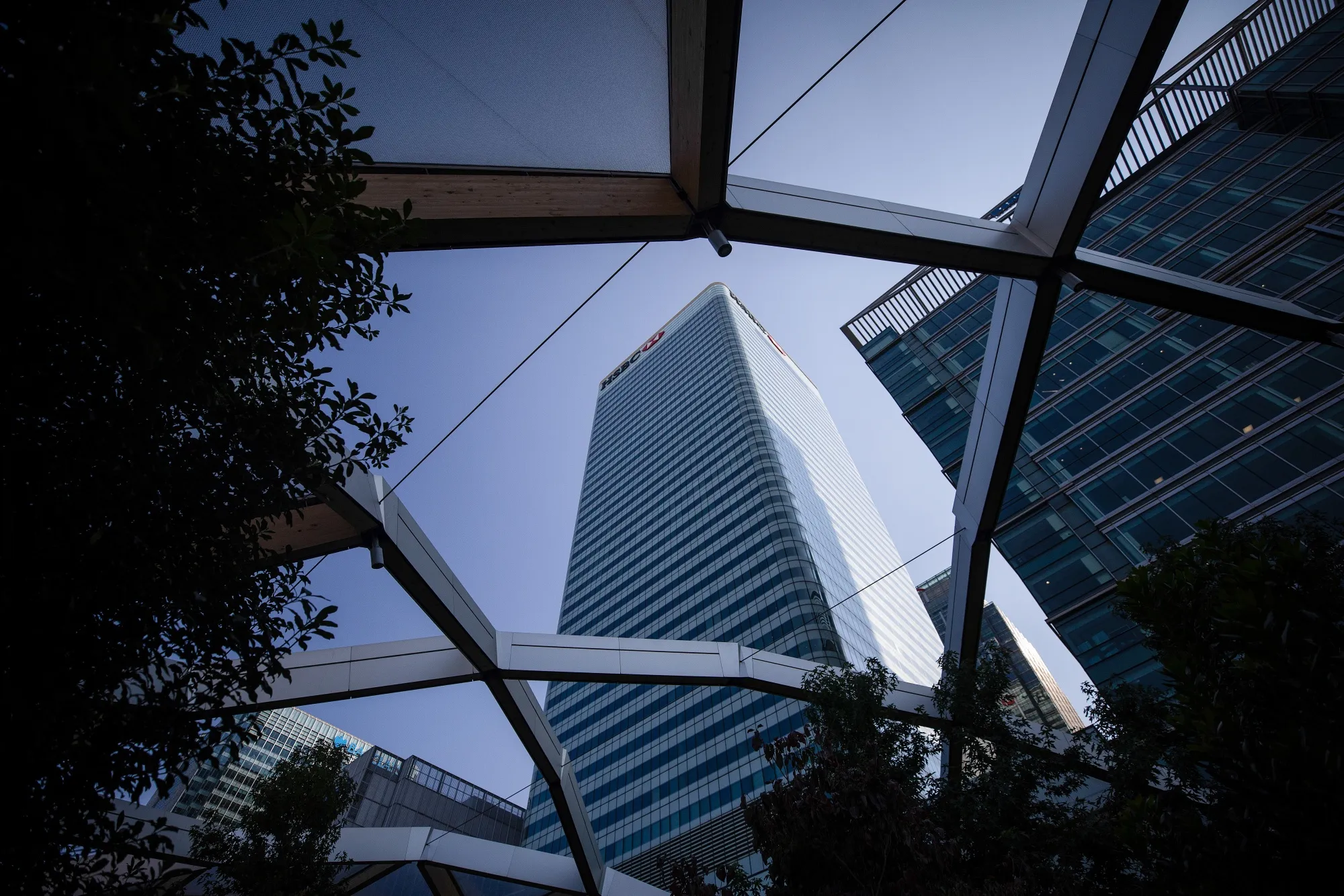 The HSBC Holdings Plc headquarters building in Canary Wharf, London.