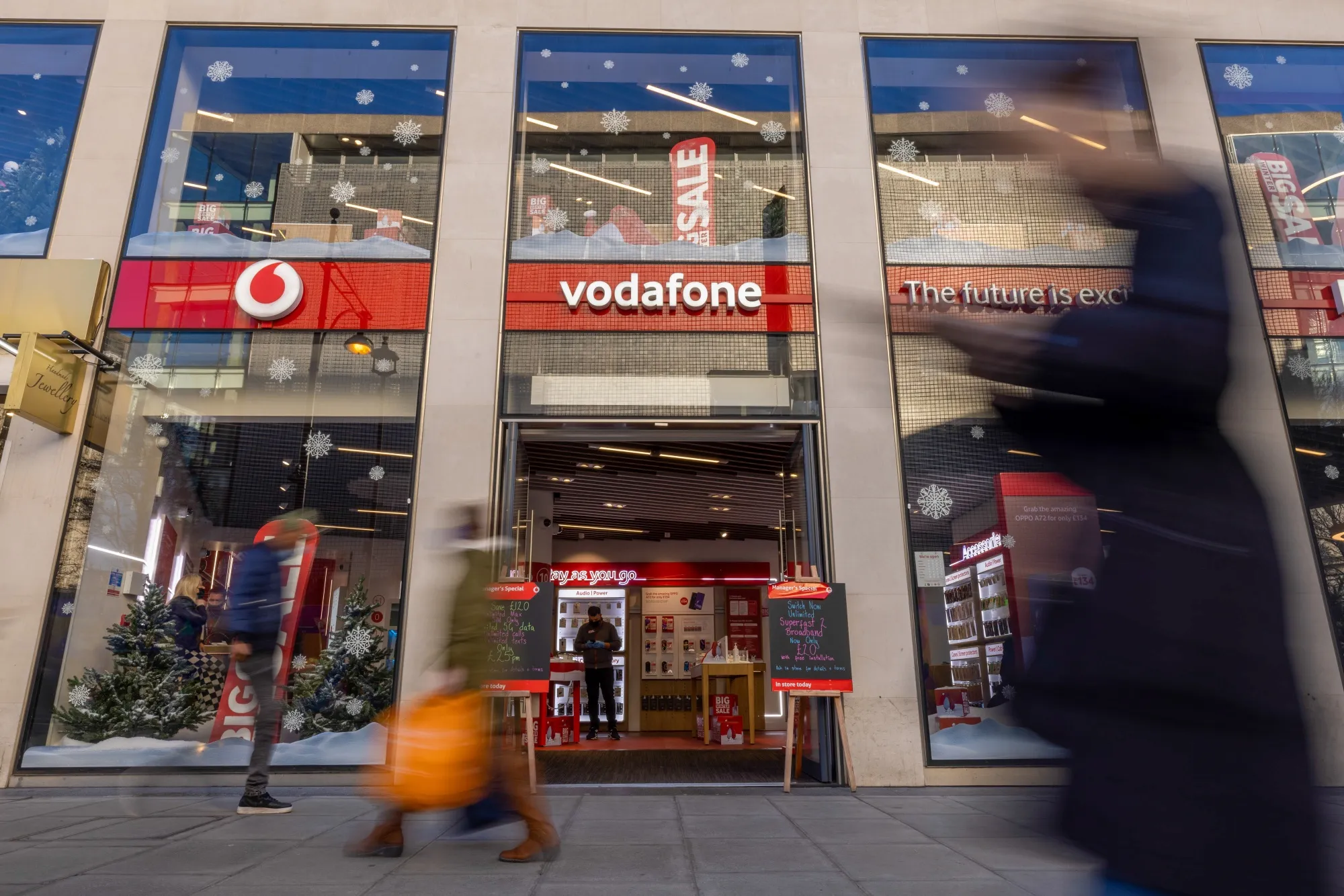 A Vodafone Group Plc mobile phone store in London, U.K.,&nbsp;on Jan. 17.