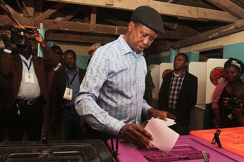 Edgar Lungu votes on Aug. 11.
