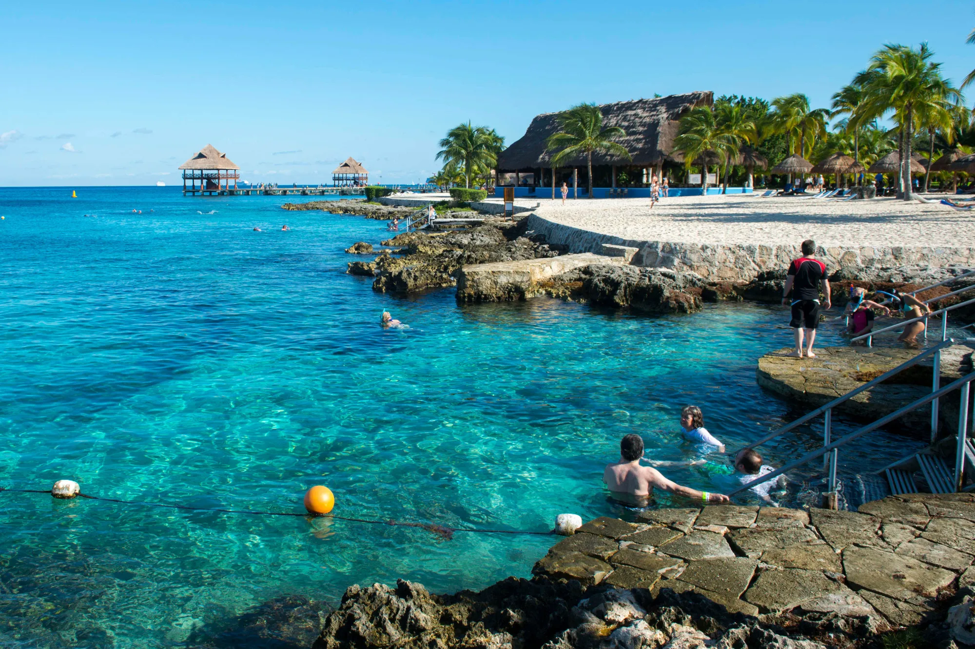 People snorkeling on the island of Cozumel
