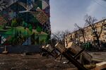 An empty street&nbsp;in Bakhmut,&nbsp;Ukraine, on Feb. 27.&nbsp;