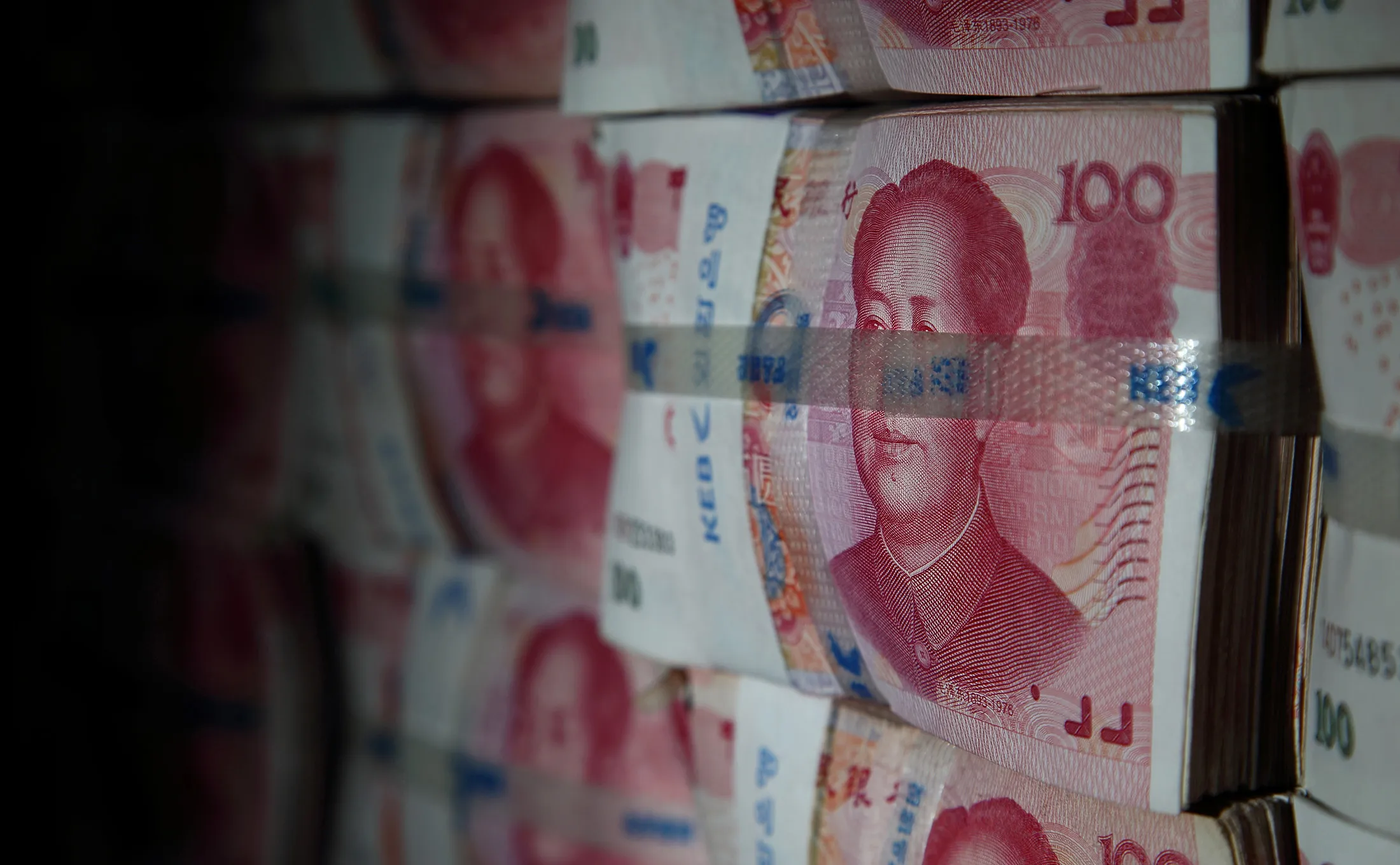 Chinese one-hundred yuan banknotes.
