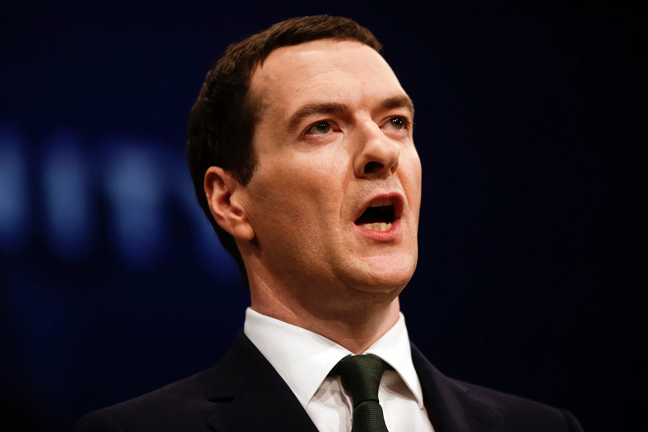 George Osborne, U.K. chancellor of the exchequer, delivers his speech at the Conservative Party's annual conference in Manchester, U.K. on Oct. 5.
