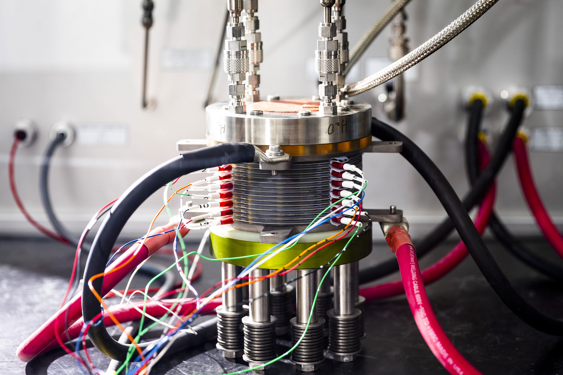 A general view of an electrolyzer stack that is used for research and development at the Plug Power Electrolyzers facility in Concord, Massachusetts, U.S., on Tuesday, July 5, 2022.