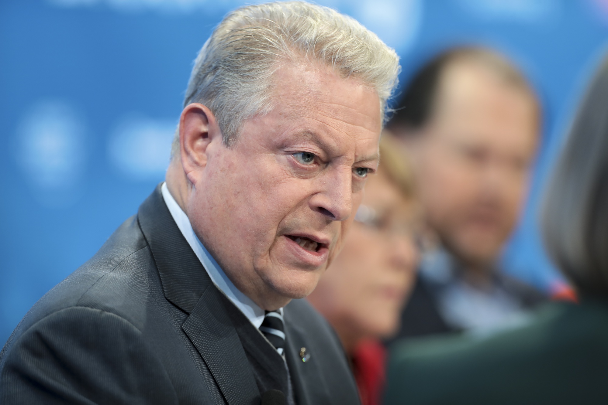 Former U.S. Vice President Al Gore speaks during a Bloomberg panel session on day two of the World Economic Forum (WEF) in Davos, Switzerland, on Wednesday, Jan. 23, 2019. World leaders, influential executives, bankers and policy makers attend the 49th annual meeting of the World Economic Forum in Davos from Jan. 22 - 25.