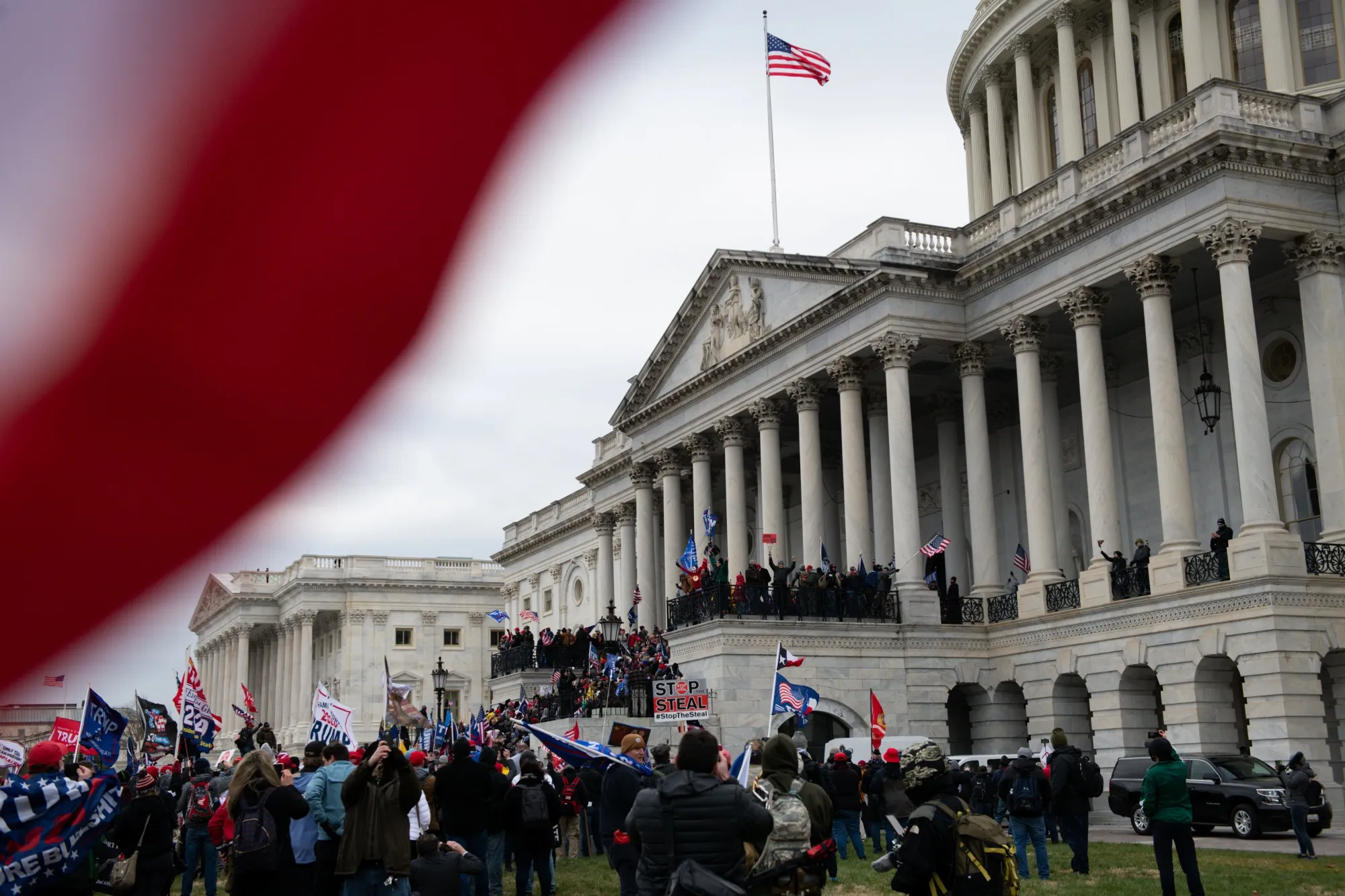 Demonstrators enter the U.S. Capitol after breaching security fencing during a protest in Washington, D.C., on Jan. 6, 2021.&nbsp;