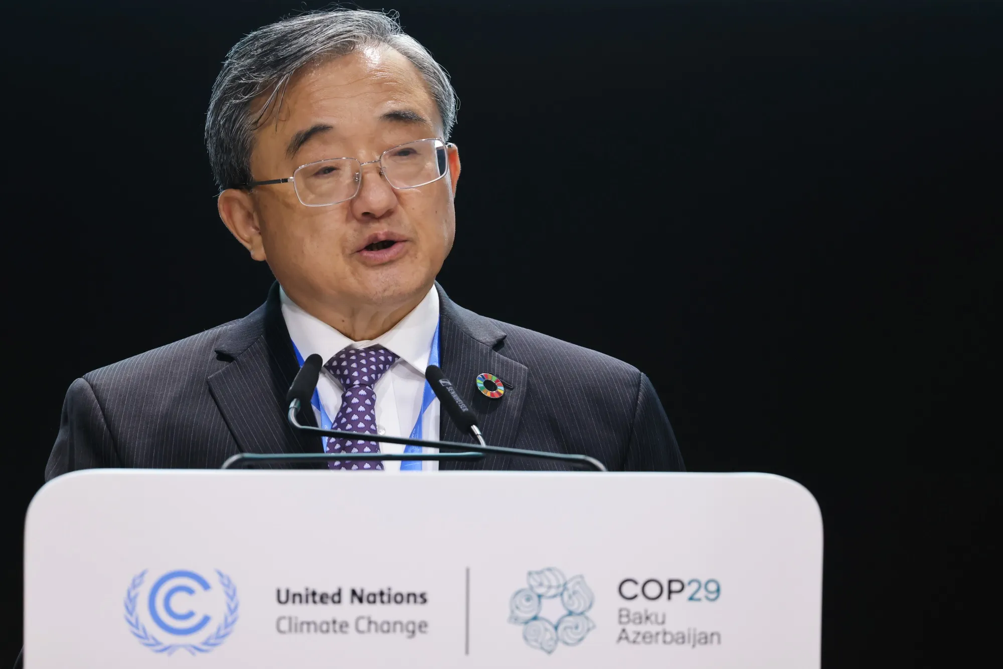 Liu Zhenmin, China's special envoy for climate change, at COP29 in Baku.