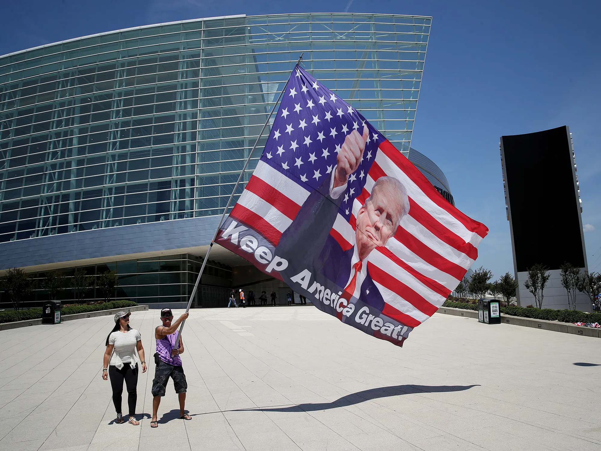 Trump supporters outside the BOK Center in Tulsa, Oklahoma, on June 18.