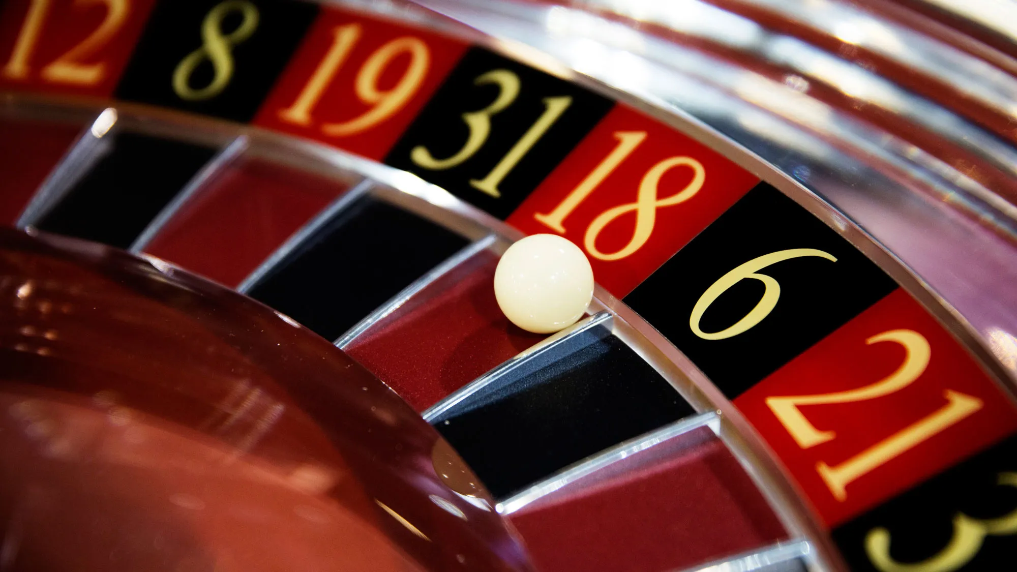 A ball sits on a roulette wheel in the Cammegh Ltd. booth at the Global Gaming Expo (G2E) inside the Venetian Macao resort and casino, operated by Sands China Ltd., a unit of Las Vegas Sands Corp., in Macau, China,
