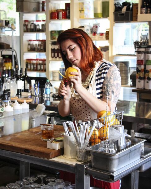 At Atlanta's Gunshow, all the drinks are made at this cart; there's no separate bar.