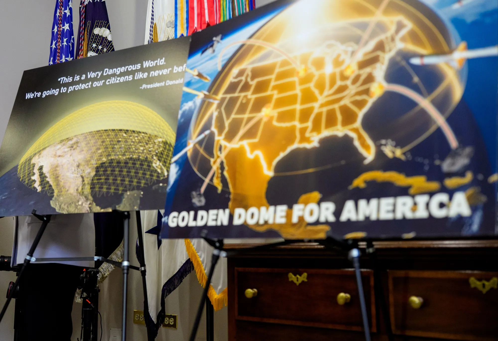 "Golden Dome for America" posters.