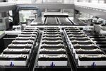 Lithium-ion battery cells on the production line of the Eliiy Power Co. plant&#13;
in Kawasaki City, Japan
