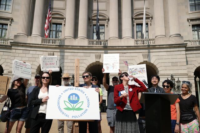 Activists protest outside the headquarters of the EPA in Washington, DC, in August.