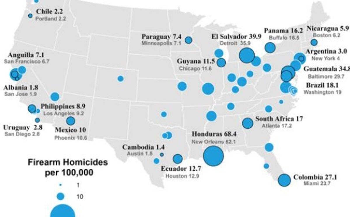 Gun Violence In U S Cities Compared To The Deadliest Nations In The 