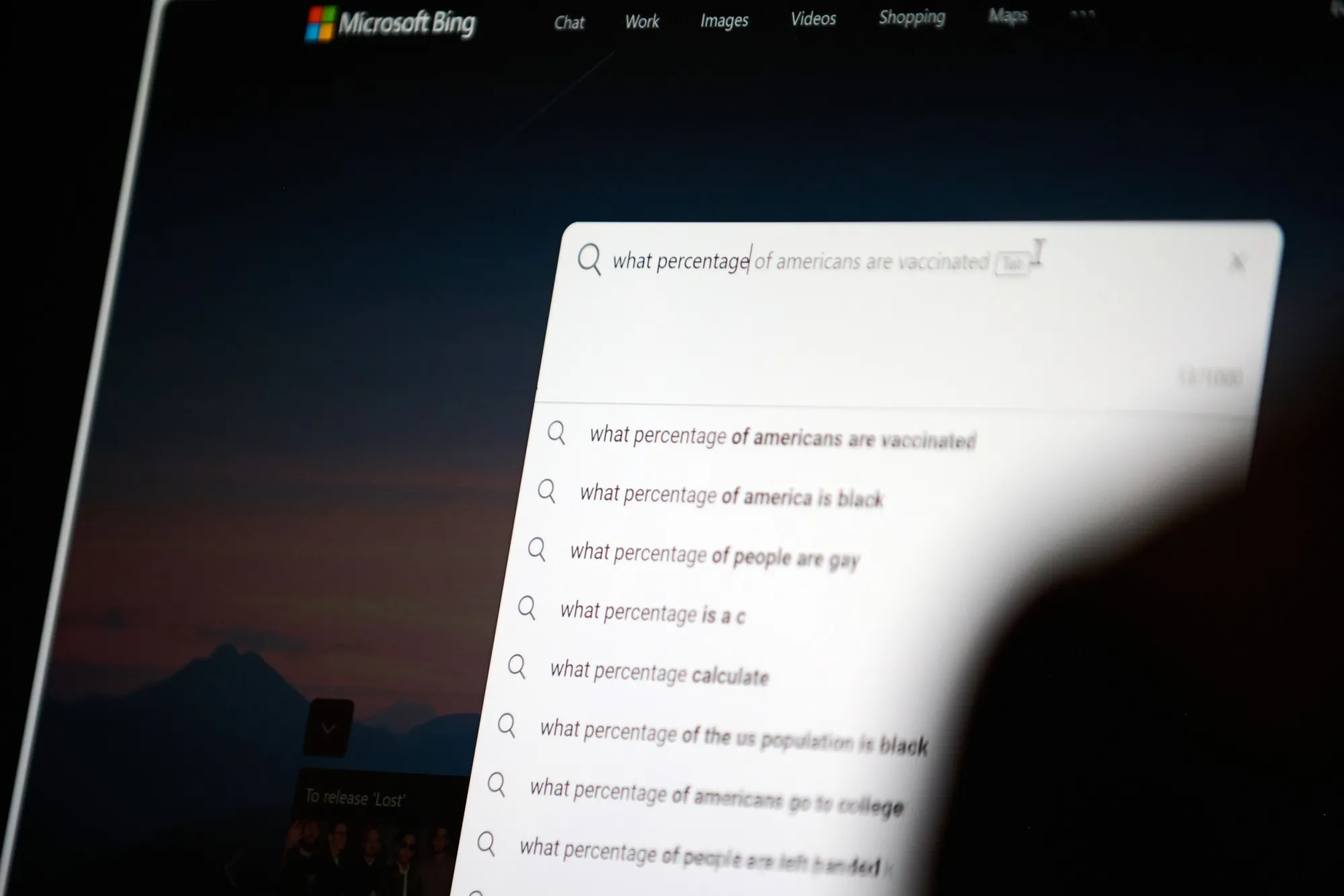An attendee interacts with the AI-powered Microsoft Bing search engine.