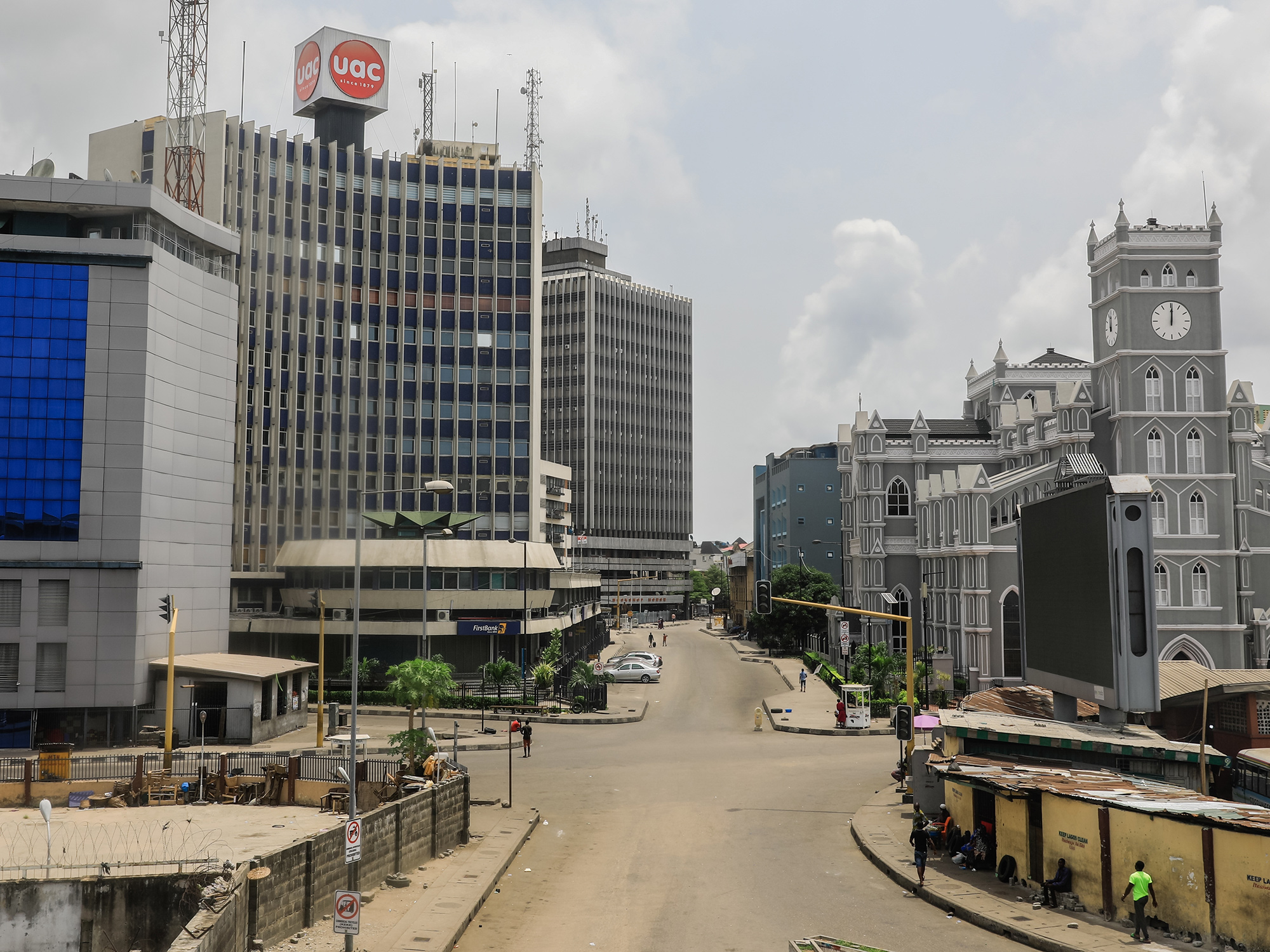 A view of the near-deserted business district in Lagos, Nigeria, on April 2.