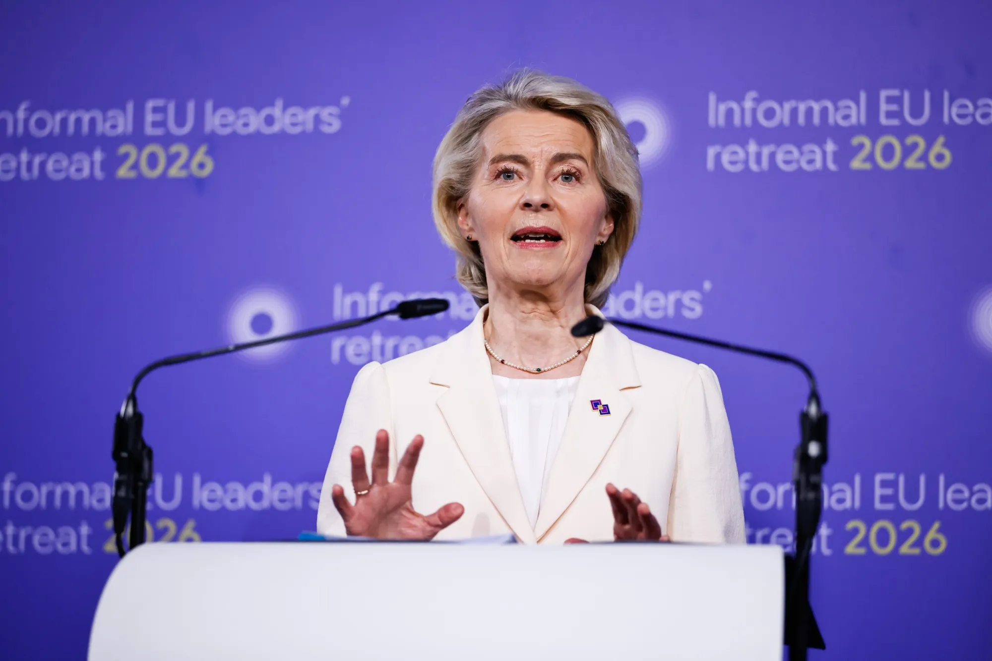Ursula von der Leyen, president of the European Commission, in February at an informal European Union retreat in Rijkhoven, Belgium. Von der Leyen has made online child safety a priority.