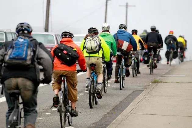 Bike commuters in Portland, Oregon