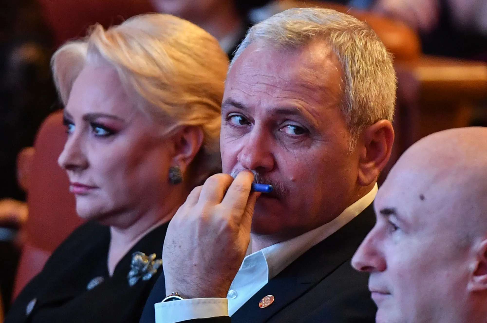 Liviu Dragnea, center, in Bucharest on Dec.&nbsp;16, 2018.