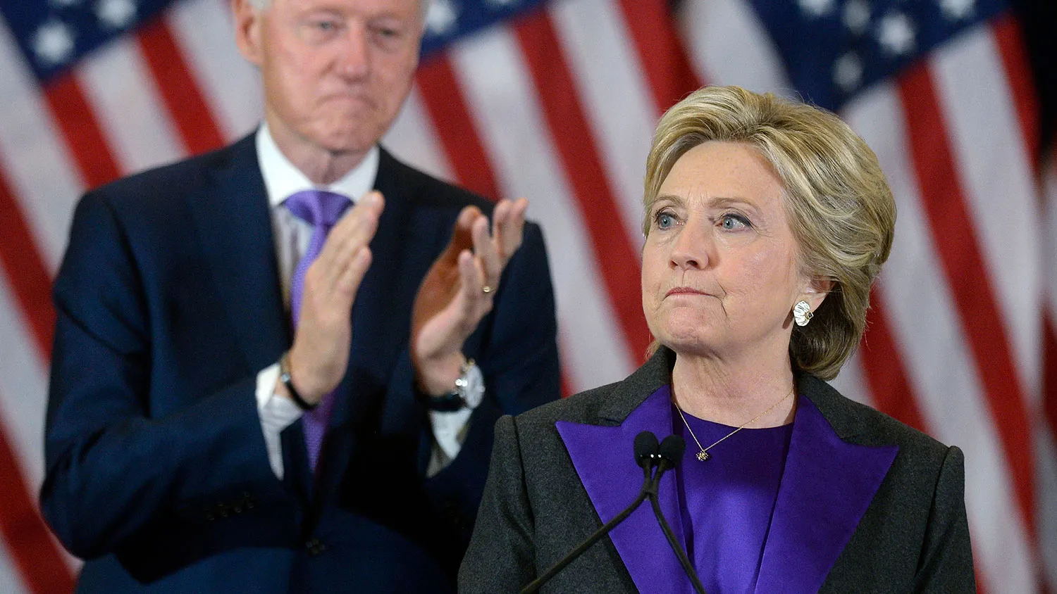 Former Secretary of State Hillary Clinton concedes the presidential election in New York on Nov. 9, 2016.
