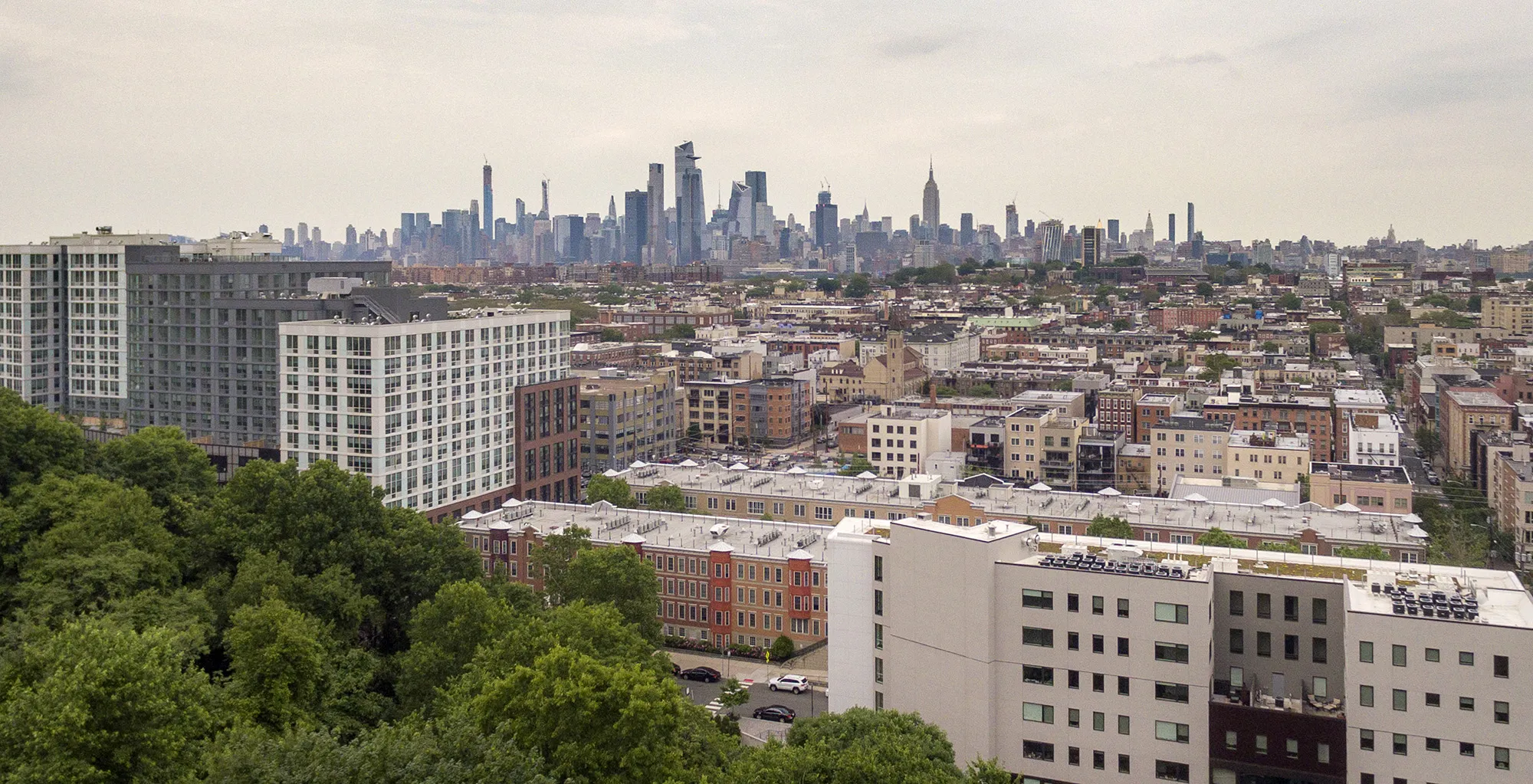 The Manhattan skyline is seen from Jersey City, New Jersey.