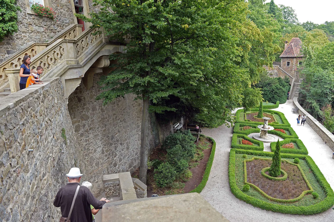 People walk inside the Ksiaz castle in Walbrzych, near where the 'Nazi gold train' is supposedly hidden, on Aug. 28.
