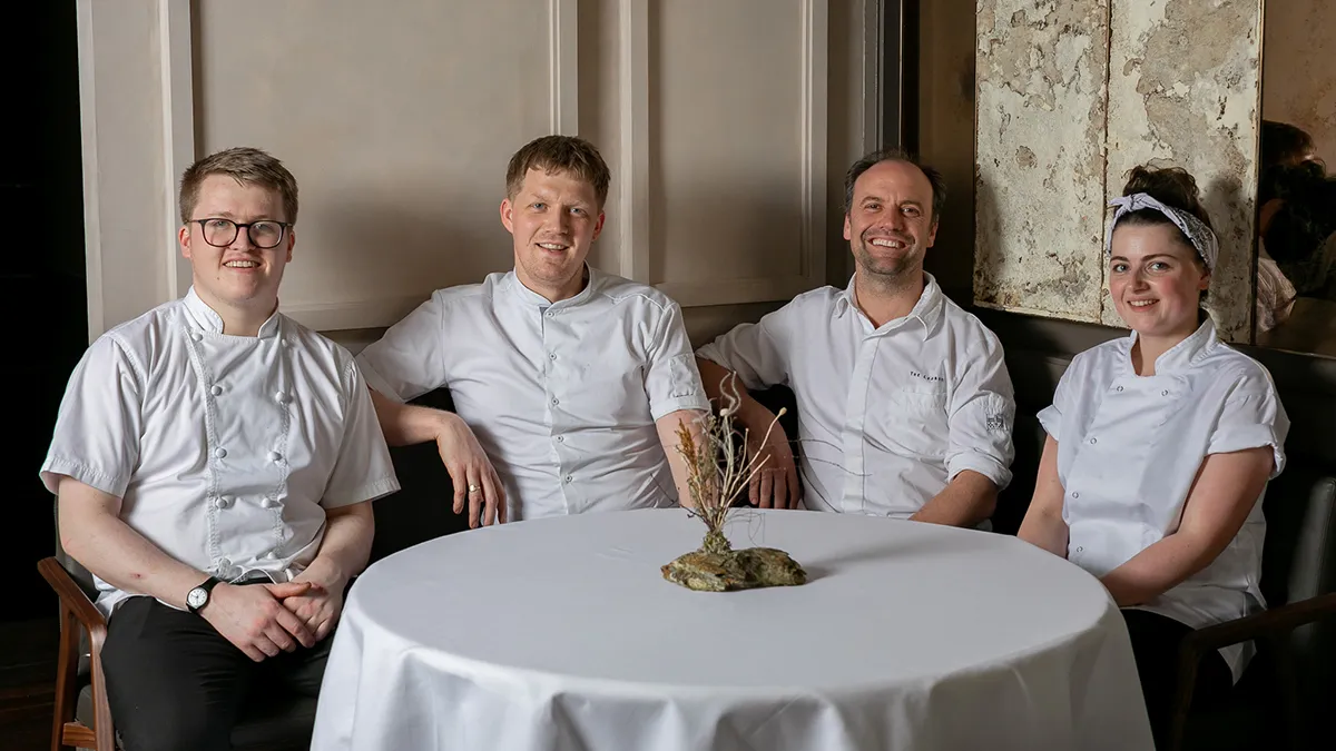 Ledbury chefs, from left: Harry Corder; Tom Spencely; owner Brett Graham; and April Lily Partridge.