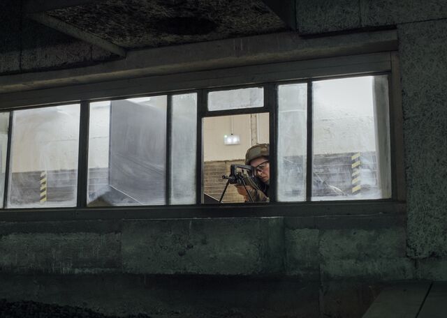 A recruit participating in a firing drill at a reservist training camp in Besancon, on April 30.