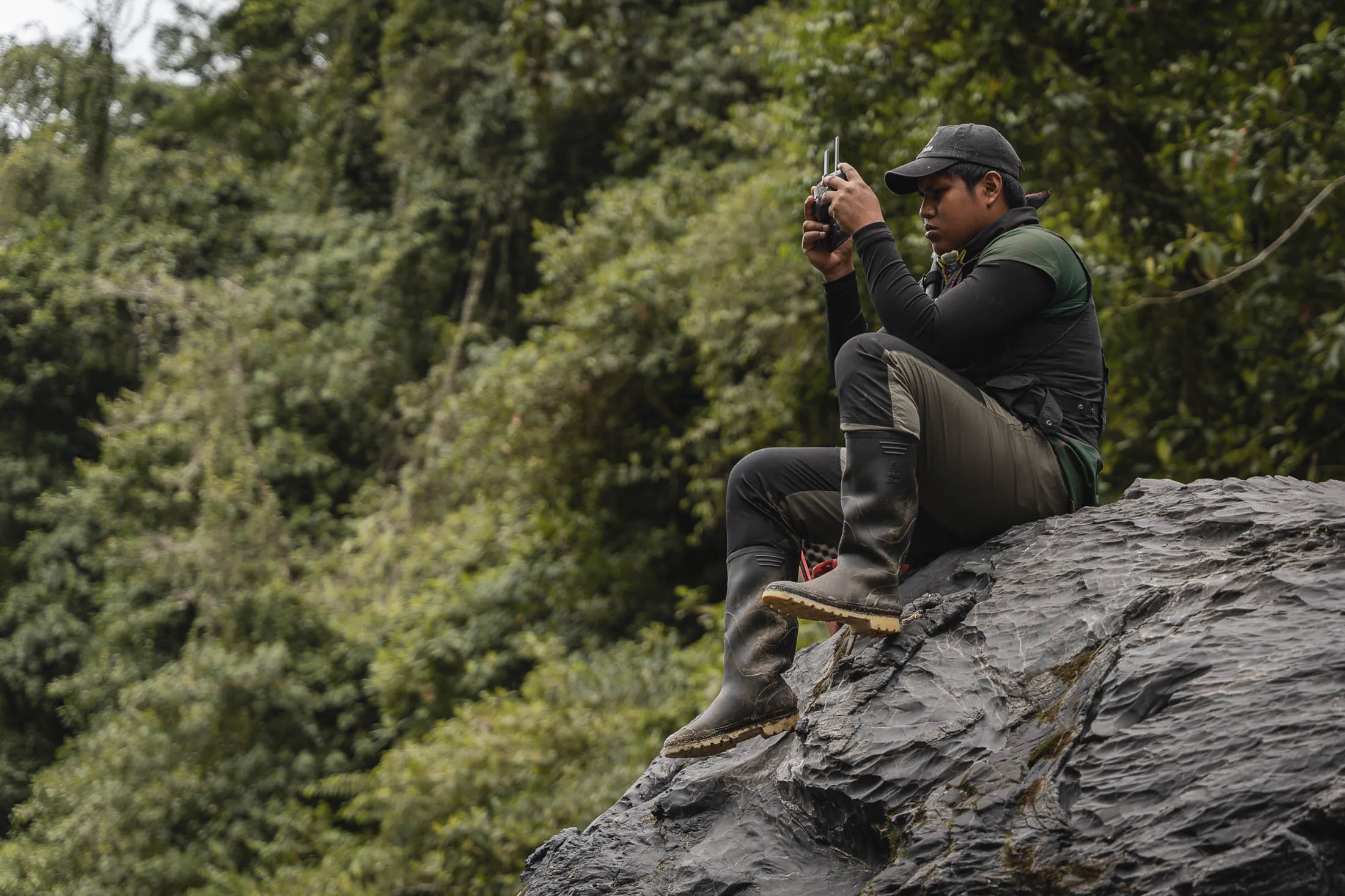 Nixon Andy pairs technological tools like this drone with the ancestral wisdom of his people to detect and document threats to their territory.