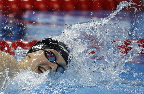 Katie Ledecky during the women's 800 meter freestyle final on Aug. 12, 2016.