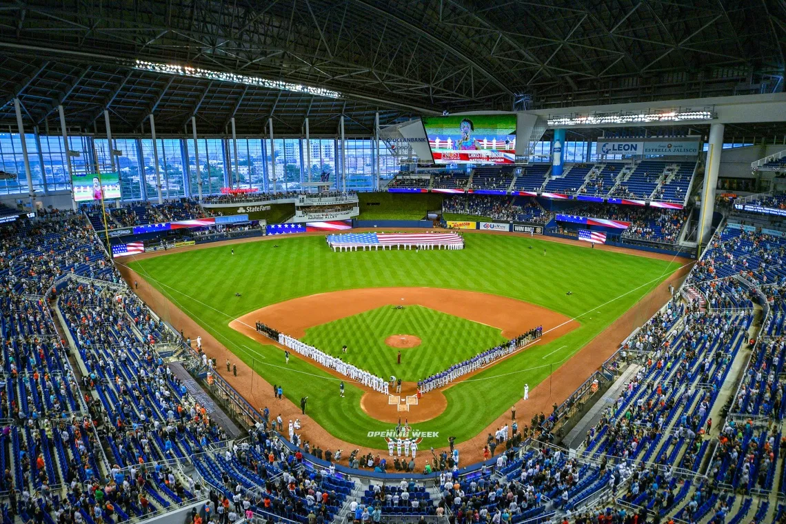 Marlins Park was sparsely populated before a game against the Colorado Rockies in 2019.