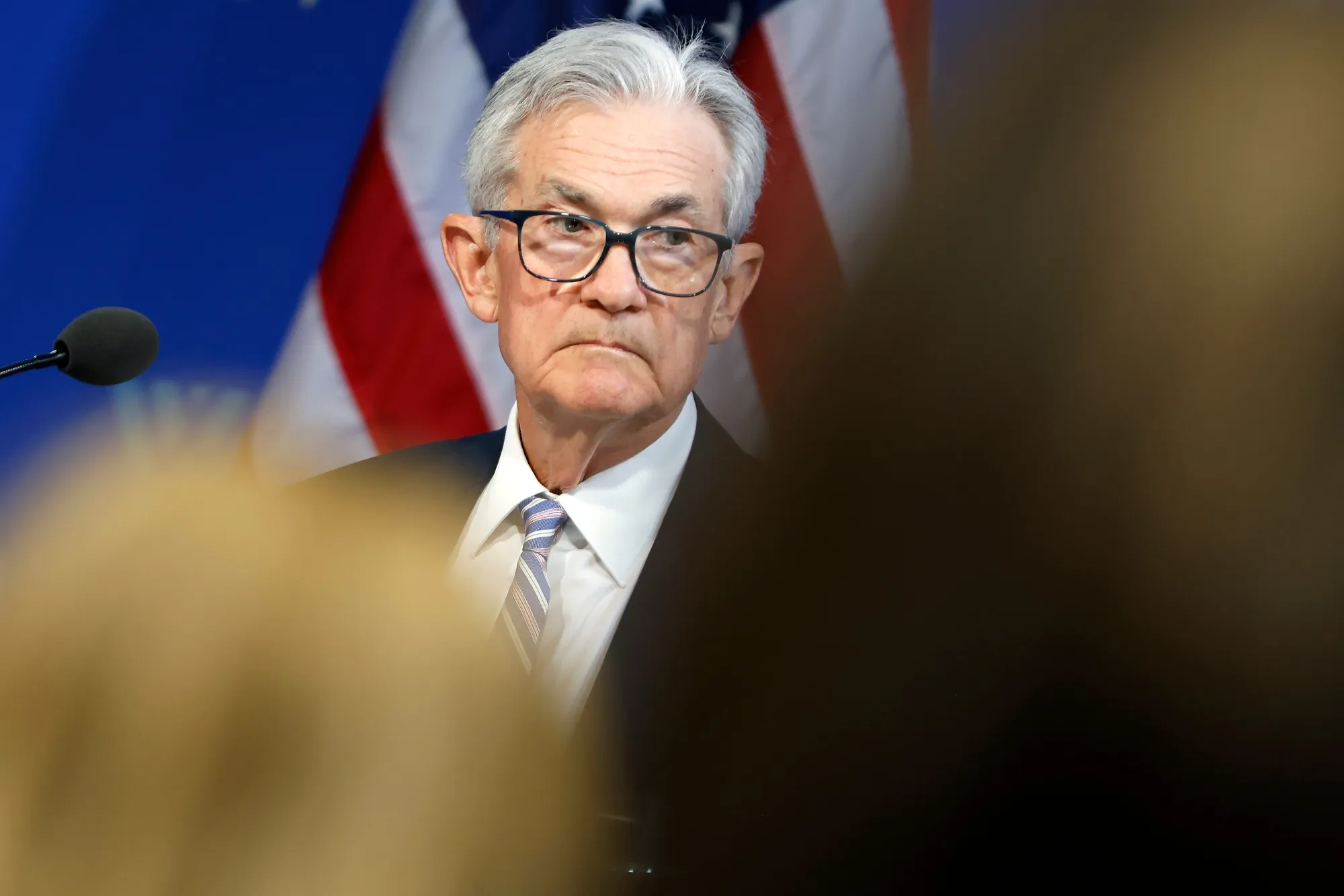 Jerome Powell during a fireside chat at the Wilson Center in Washington, DC,&nbsp;on&nbsp;April 16.