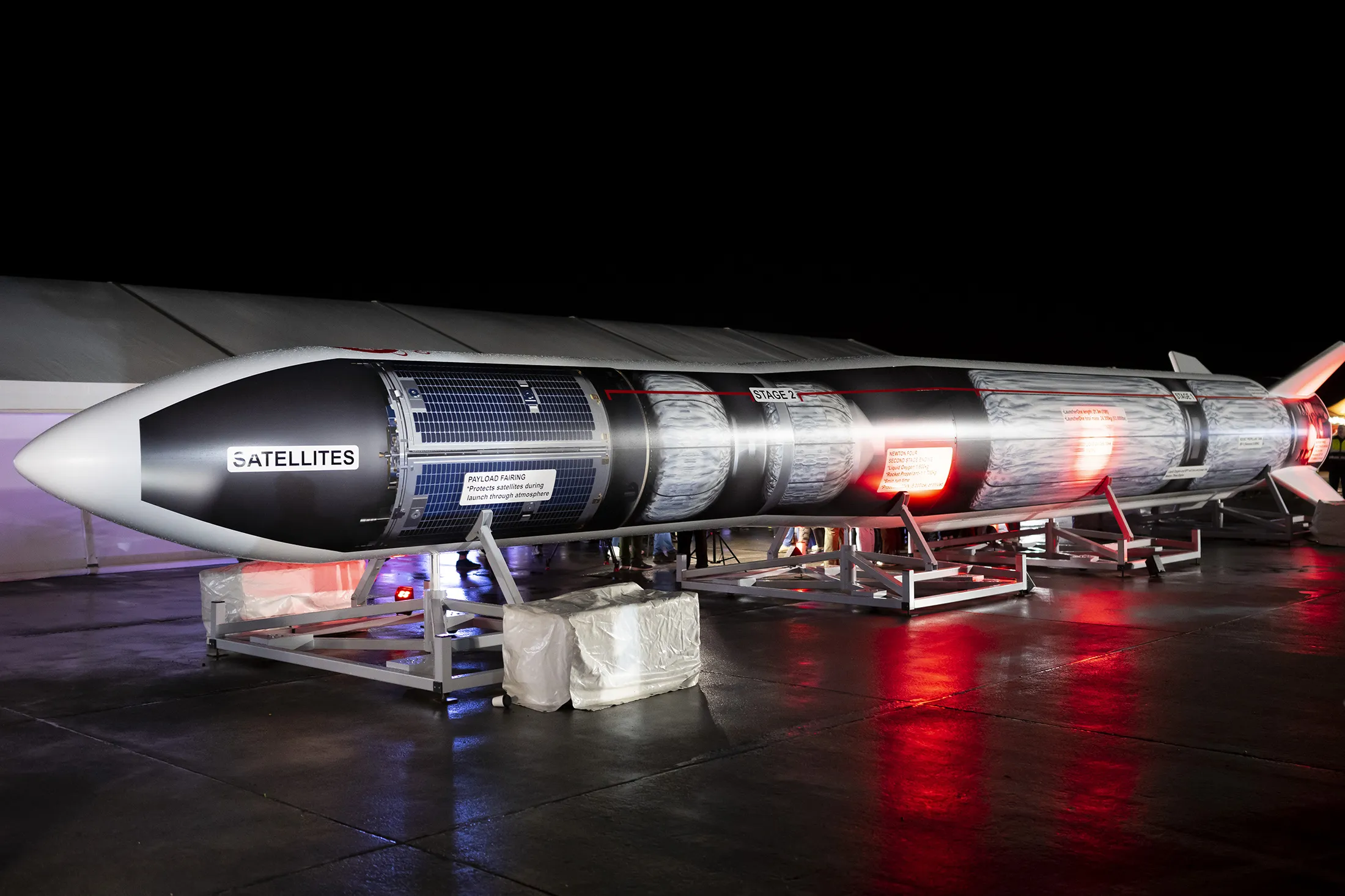 A model of the LauncherOne rocket.