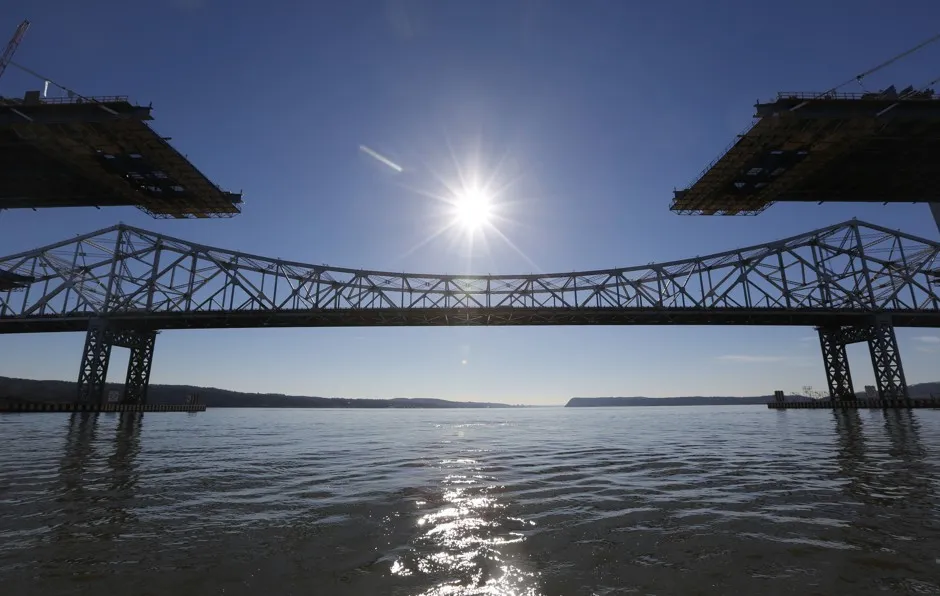 The new Tappan Zee bridge, in the foreground, is one of the largest new infrastructure projects in the U.S.  