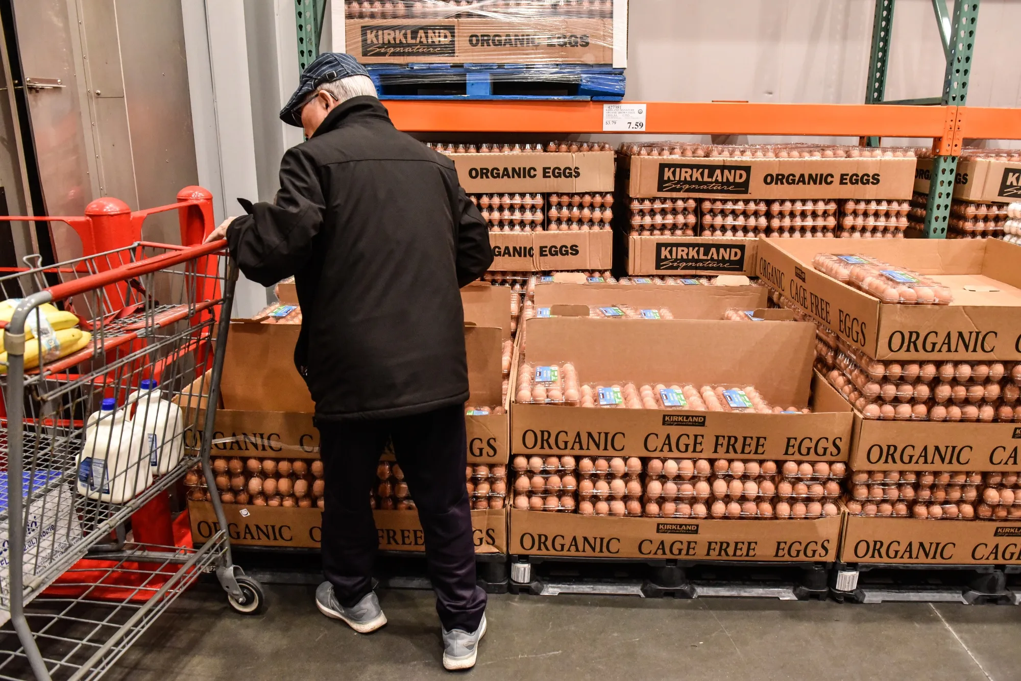 A customer shops for eggs at a Costco store in Teterboro, New Jersey.