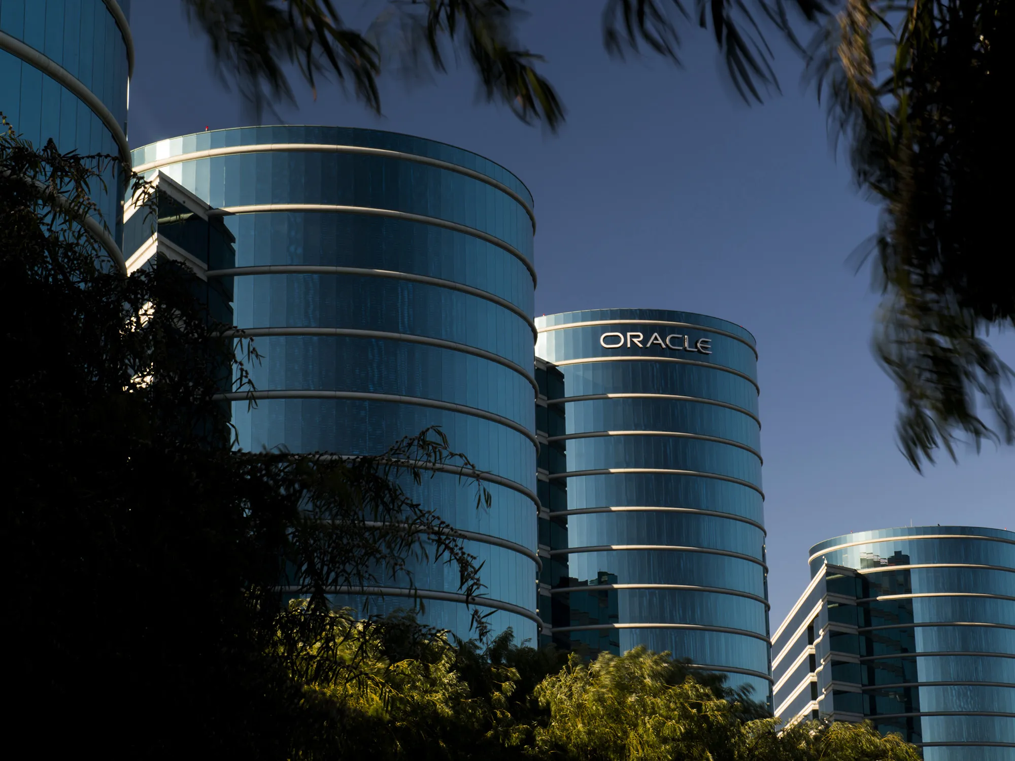Oracle headquarters stands in Redwood City, California.